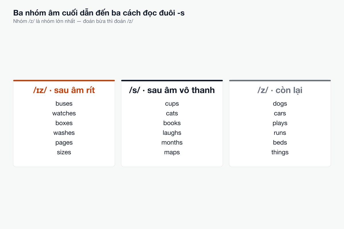 Ba nhóm âm cuối dẫn đến ba cách đọc