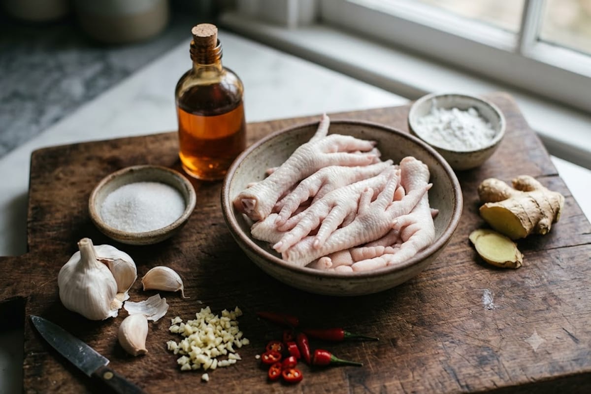 Nguyên liệu chân gà chiên mắm