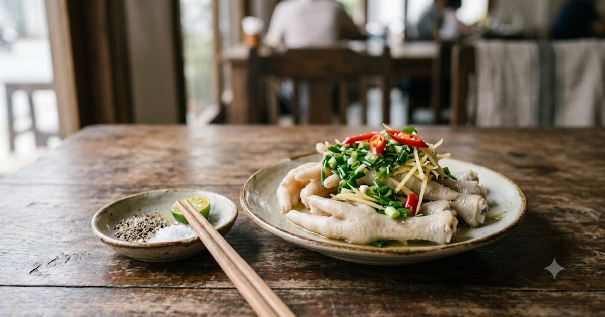 Đĩa chân gà hấp hành rưới mỡ hành xanh