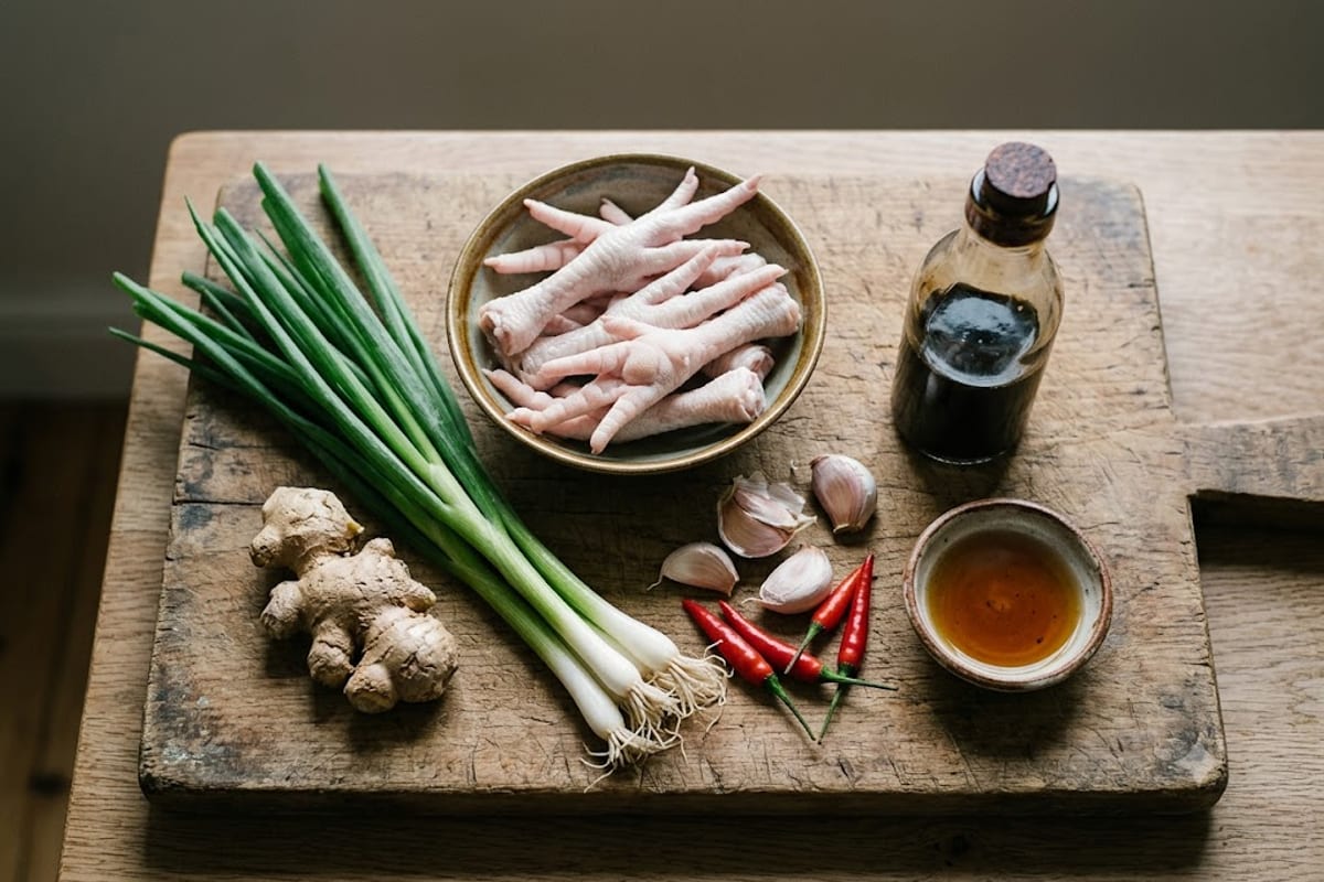 Nguyên liệu chân gà hấp hành