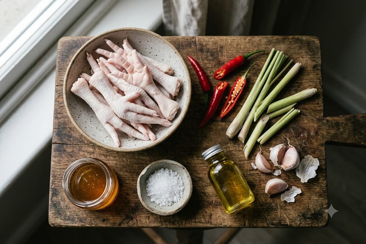 Nguyên liệu chân gà nướng muối ớt