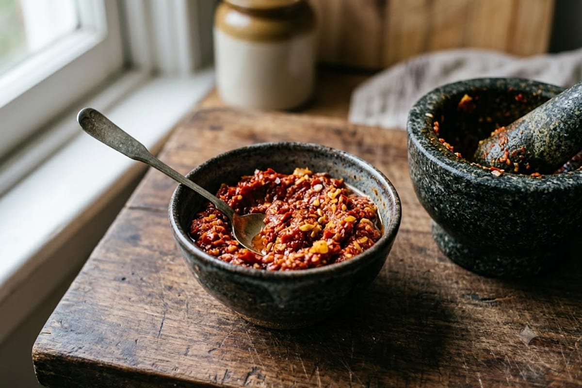 Sốt muối ớt sả tỏi trong bát