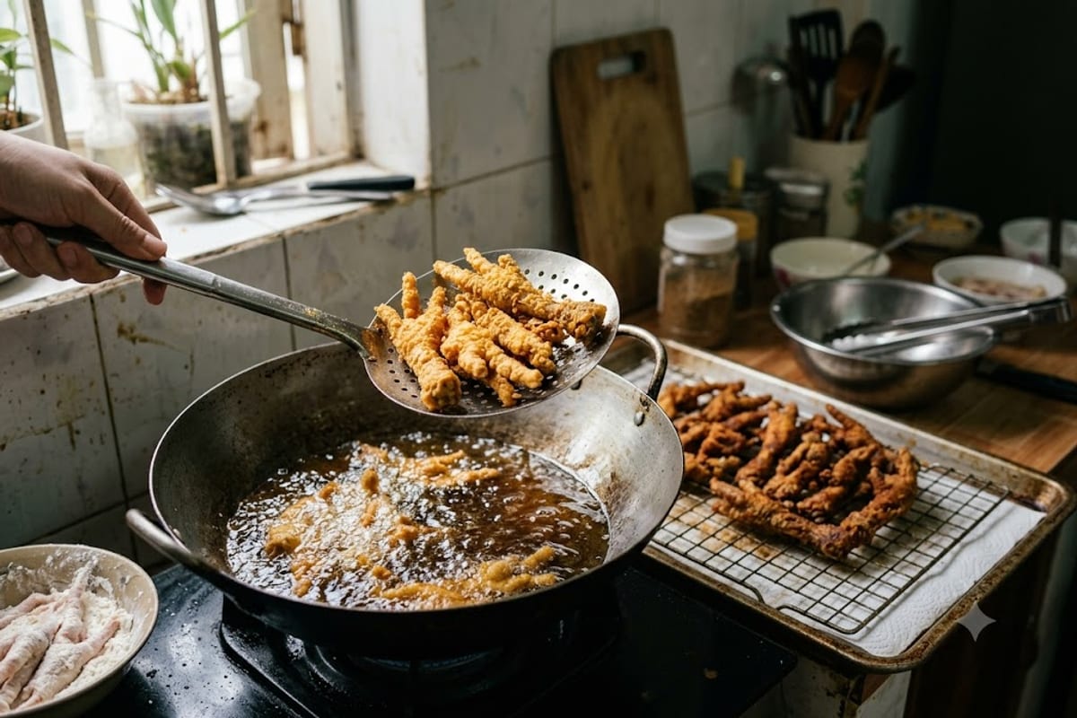 Chân gà áo bột chiên vàng giòn