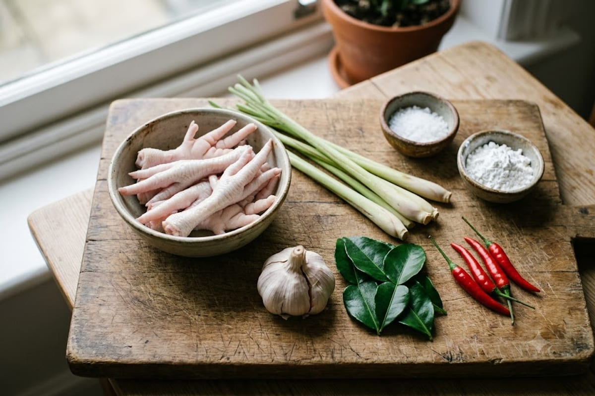 Nguyên liệu chân gà rang muối