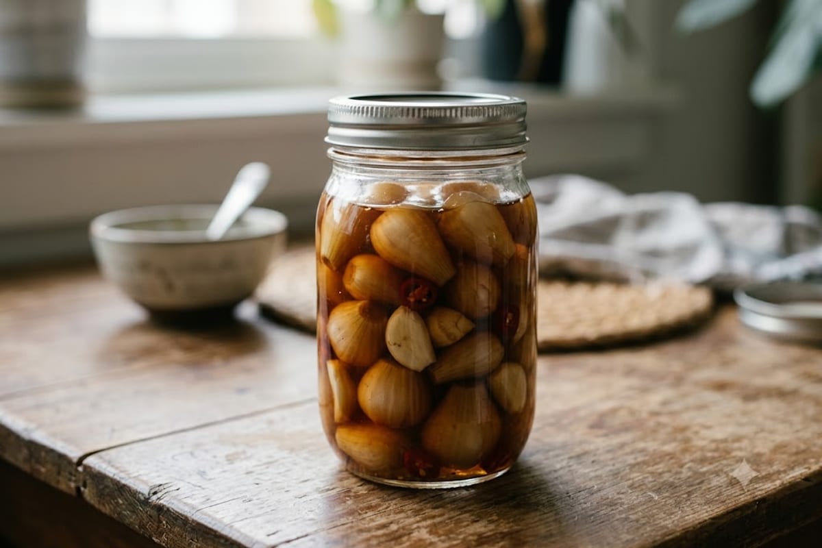 Củ kiệu ngâm nước mắm đường có màu vàng nâu