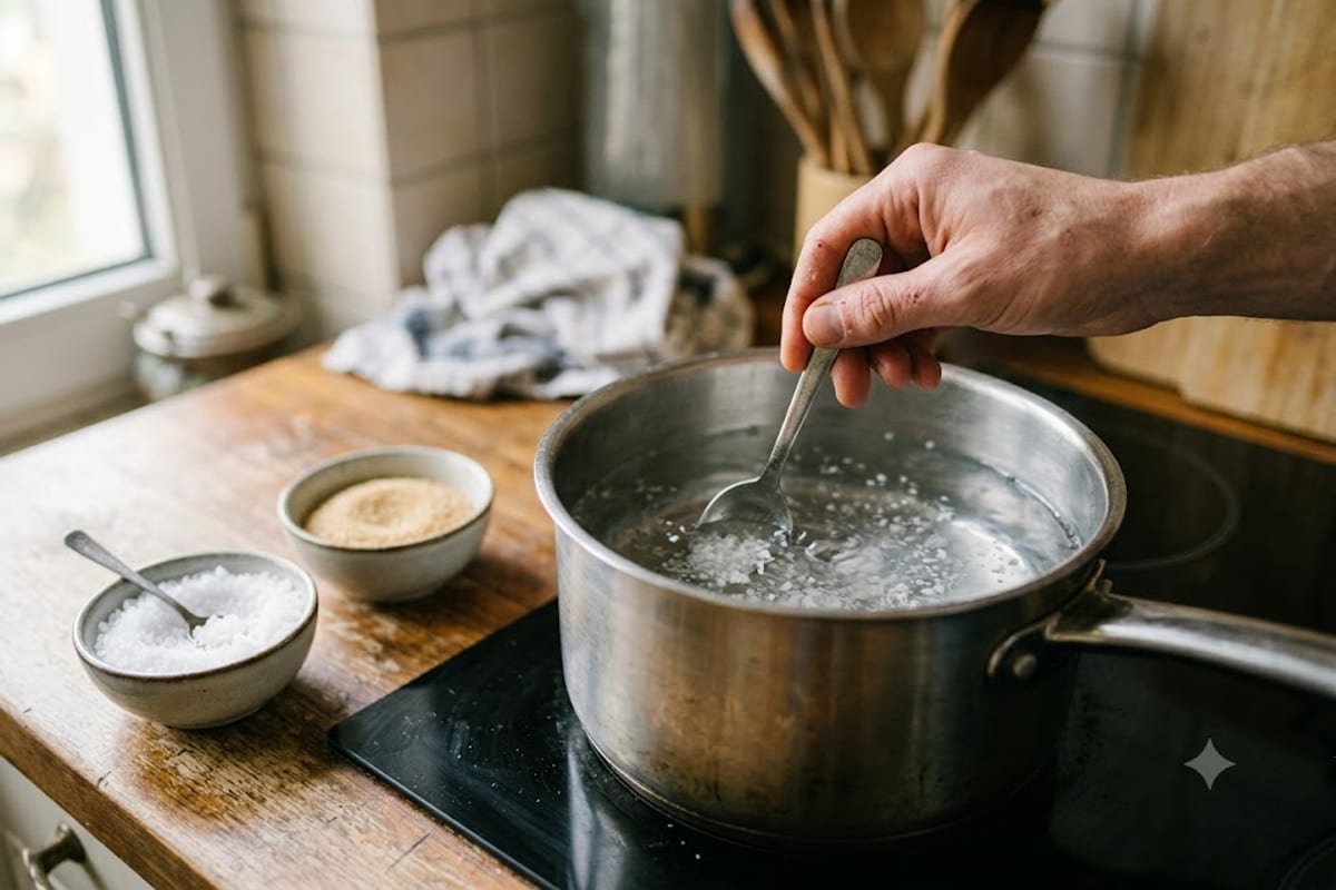 Pha nước muối ấm để muối dưa