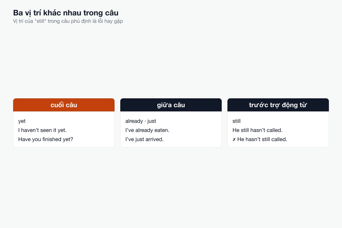 Ba vị trí của trạng từ trong câu